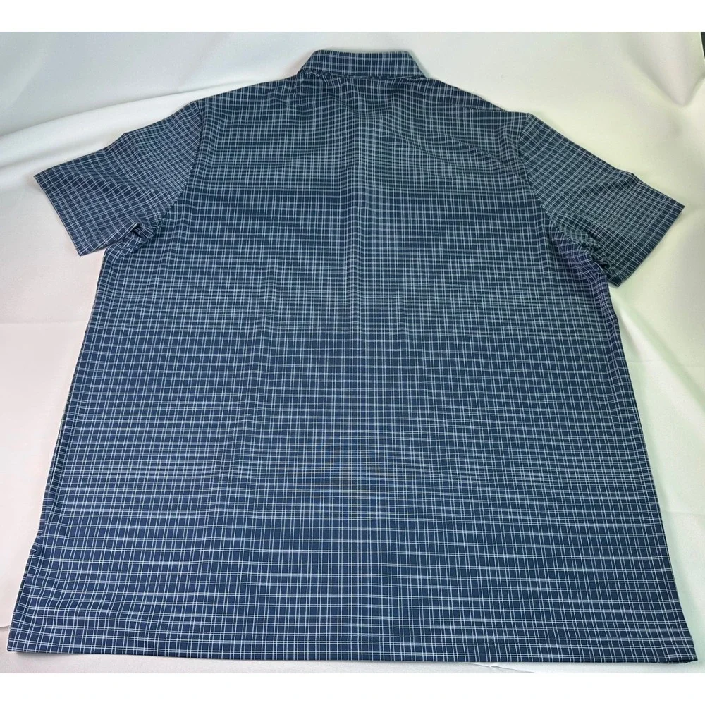 Adidas Golf Polo Shirt Primegreen Plaid Short Sleeve Blue 2XL‎ Mens